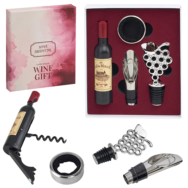 סט אביזרי יין במארז דמוי ספר