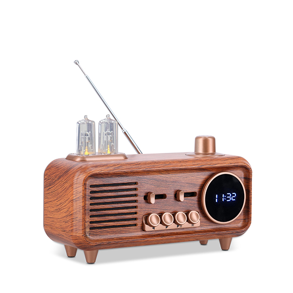 רמקול Bluetooth בעיצוב רטרו עם שעון דיגיטלי
